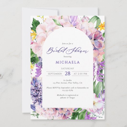 Elegante Waterverf lavendelbloemen Vrijgezellenfee Kaart (Voorkant)