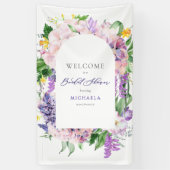 Elegante Waterverf lavendelbloemen Vrijgezellenfee Spandoek (Verticaal)