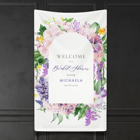 Elegante Waterverf lavendelbloemen Vrijgezellenfee Spandoek
