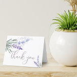 Elegante Waterverf Lavenders Blank Bedankkaart<br><div class="desc">Zeg dank u met deze elegante gevouwen briefkaart met waterverf lavendel en scriptbelettering. Lege binnenkant van de kaart.</div>