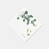 Elegante Waterverf Leaf Botanische Monogram Servet (Hoek)