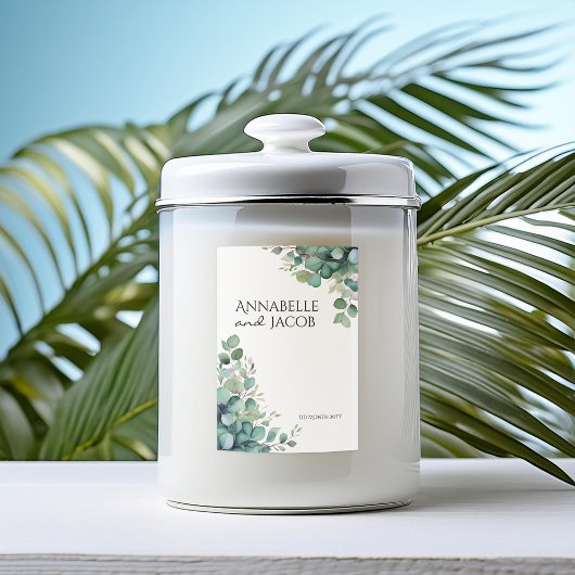 Elegante Waterverf Leaves Candle Label Voedselcontainer Etiket