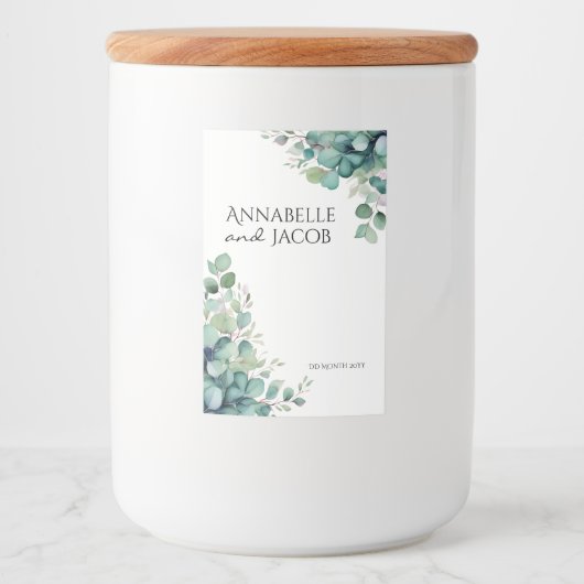 Elegante Waterverf Leaves Candle Label Voedselcontainer Etiket (Voorkant)