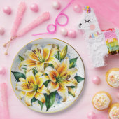 Elegante Waterverf lelies Papieren Bordje (Feest)