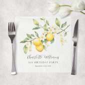 Elegante Waterverf Lemon Verjaardagsfeestje Servet