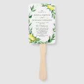 Elegante Waterverf Lemons Bloom Trouwprogramma Handwaaier (Voorkant)