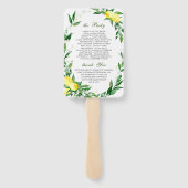 Elegante Waterverf Lemons Bloom Trouwprogramma Handwaaier (Achterkant)