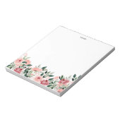 Elegante Waterverf Lente Bloeit Bloemen Monogram Notitieblok (Linkerzijde)