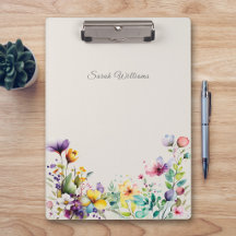 Elegante Waterverf Lente Bloemen Klembord
