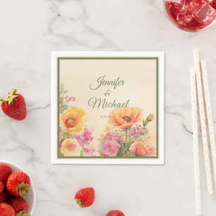 Elegante Waterverf Lente bruiloft Servet