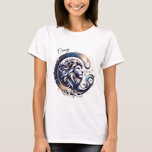 Elegante Waterverf Leo Zodiac Custom T-shirt (Voorkant)