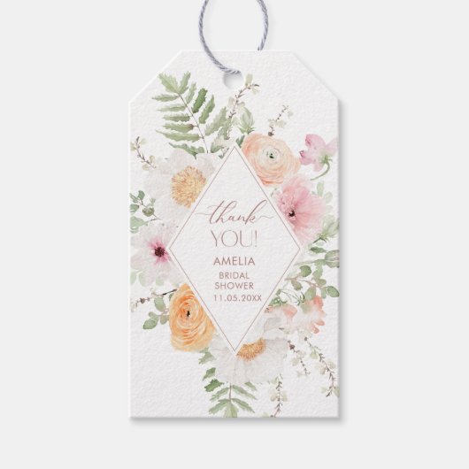 Elegante Waterverf Liefde in Bloom Pink FloGift La Cadeaulabel (Voorkant)