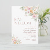 Elegante Waterverf Liefde in Bloom Roze bloemetjes Kaart (Staand voorkant)