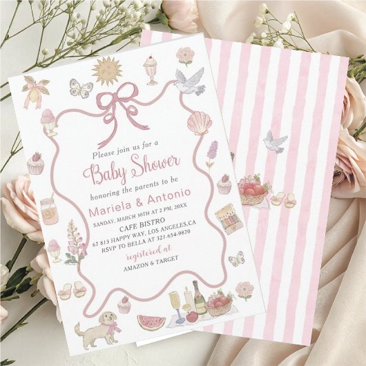Elegante Waterverf Lila bloemen Baby shower Invi Kaart