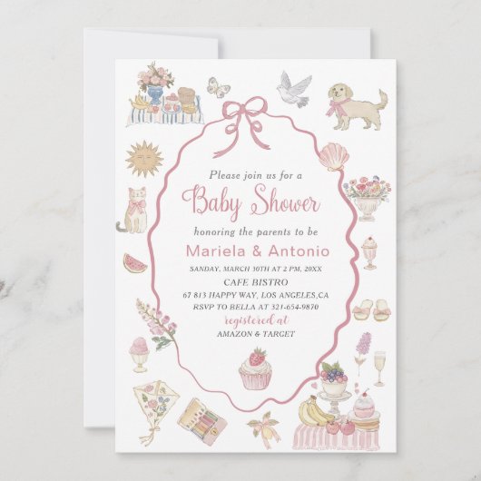 Elegante Waterverf Lila bloemen Baby shower Invi Kaart (Voorkant)