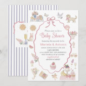 Elegante Waterverf Lila bloemen Baby shower Invi Kaart (Voorkant / Achterkant)