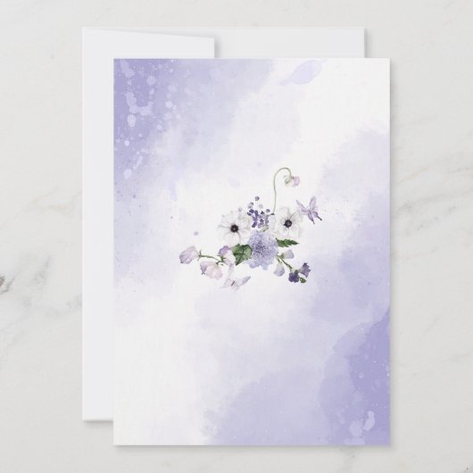 Elegante Waterverf Lila bloemen Baby shower Kaart (Achterkant)