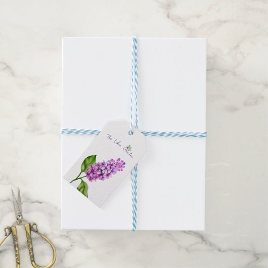 Elegante waterverf lila tak cadeaulabel (Met Touw)