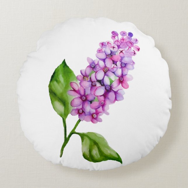 Elegante waterverf lila tak rond kussen (Voorkant)