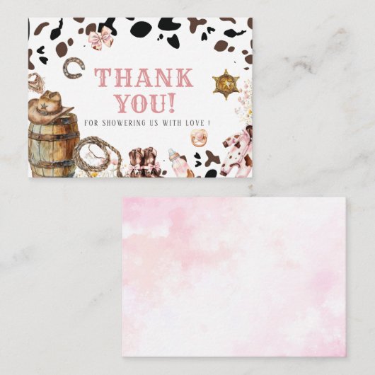 Elegante Waterverf Little cowgirl Rodeo Country Ba Notitiekaartje (Voorkant / Achterkant)