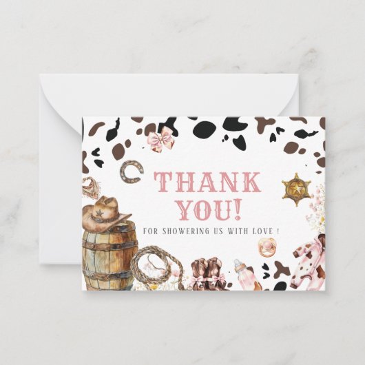 Elegante Waterverf Little cowgirl Rodeo Country Ba Notitiekaartje (Voorkant)