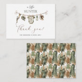 Elegante Waterverf Little Hunter Baby shower Notitiekaartje (Voorkant / Achterkant)