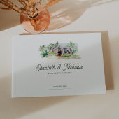 Elegante Waterverf locatie illustratie bruiloft Gastenboek