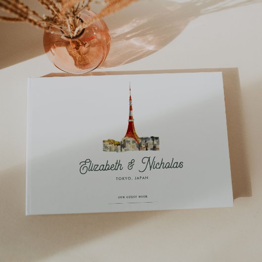 Elegante Waterverf locatie illustratie bruiloft Gastenboek