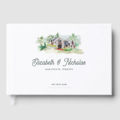 Elegante Waterverf locatie illustratie bruiloft Gastenboek (Voorkant)
