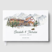 Elegante Waterverf locatie illustratie bruiloft Gastenboek (Voorkant)