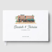 Elegante Waterverf locatie illustratie bruiloft Gastenboek (Voorkant)