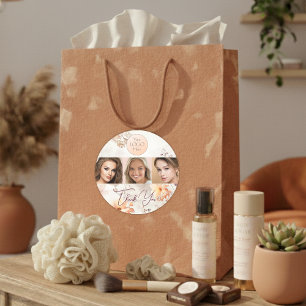 Elegante Waterverf Logo Foto Make-up Bedankt Ronde Sticker