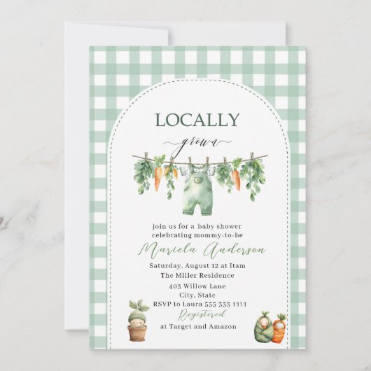 Elegante Waterverf Lokaal geteeld Baby shower Kaart (Voorkant)