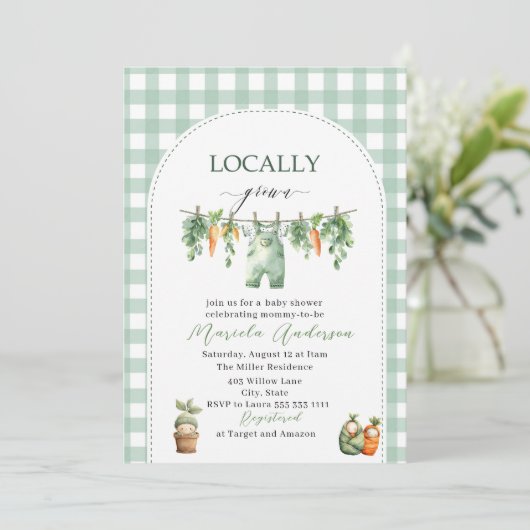 Elegante Waterverf Lokaal geteeld Baby shower Kaart (Staand voorkant)