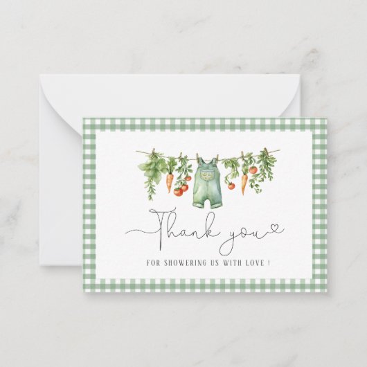 Elegante Waterverf Lokaal geteeld Baby shower Notitiekaartje (Voorkant)