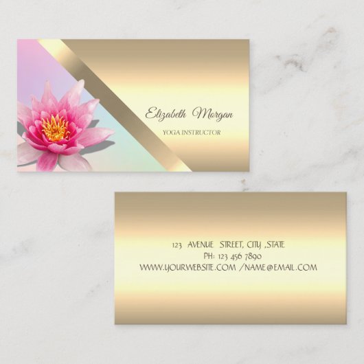 Elegante Waterverf Lotus Flower Yoga Instructor Visitekaartje (Voorkant / Achterkant)