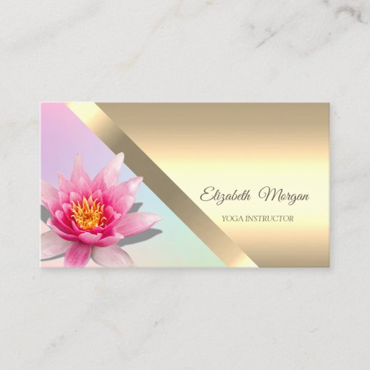 Elegante Waterverf Lotus Flower Yoga Instructor Visitekaartje (Voorkant)