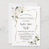 Elegante Waterverf Magnolia Bloemen Doop Kaart (Voorkant)