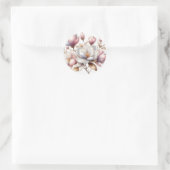 Elegante waterverf magnolia bloemen ronde sticker (Tas)