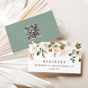 Elegante Waterverf Magnolia QR Code Baby Cadeau Re Informatiekaartje