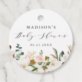 Elegante Waterverf Magnolias Baby shower Bedankjes Labels (Voorkant)