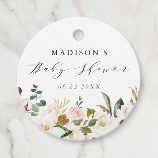 Elegante Waterverf Magnolias Baby shower Bedankjes Labels (Voorkant)