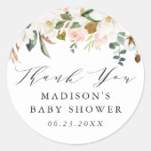 Elegante Waterverf Magnolias Baby shower Ronde Sticker (Voorkant)