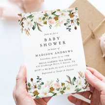 Elegante Waterverf Magnolia's Bloemen Baby Shower