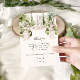 Elegante Waterverf Manor Garden Wedding Bedankkaart
