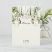 Elegante Waterverf Manor Garden Wedding Bedankkaart (Staand voorkant)