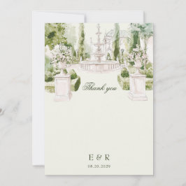Elegante Waterverf Manor Garden Wedding Bedankkaart