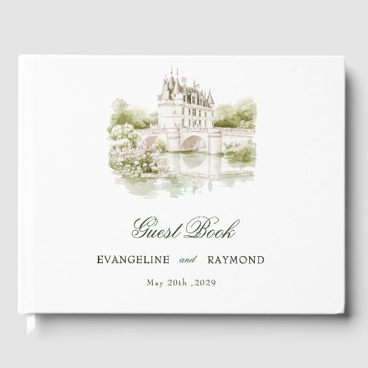 Elegante Waterverf Manor Garden Wedding Gastenboek (Voorkant)