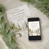 Elegante Waterverf Manor Garden Wedding Kaart