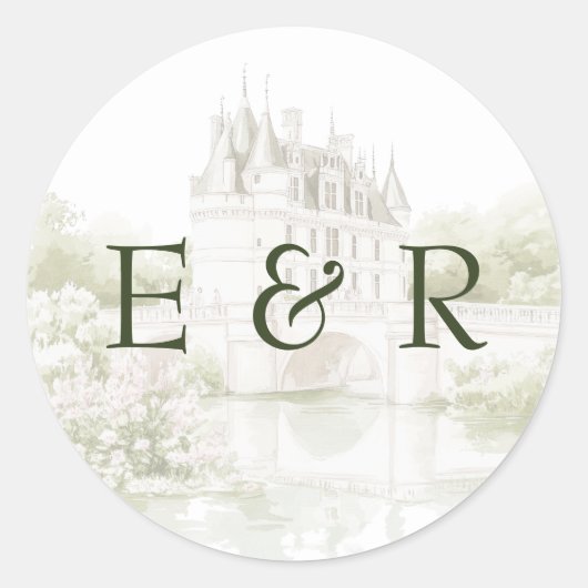 Elegante Waterverf Manor Garden Wedding Ronde Sticker (Voorkant)
